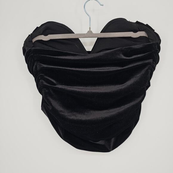 NWT Express Body Contour Black Velvet Strapless Sweetheart Ruched 2 Pc Skirt Set - Picture 10 of 16